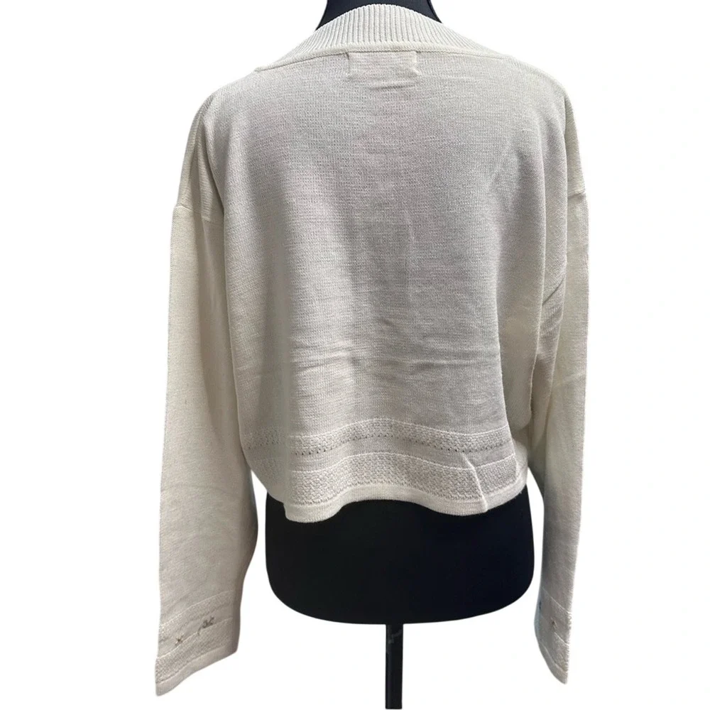 Vintage Inspired Women's‎ Sweater Button Cardigan Crop Cottage Floral Detail Sz